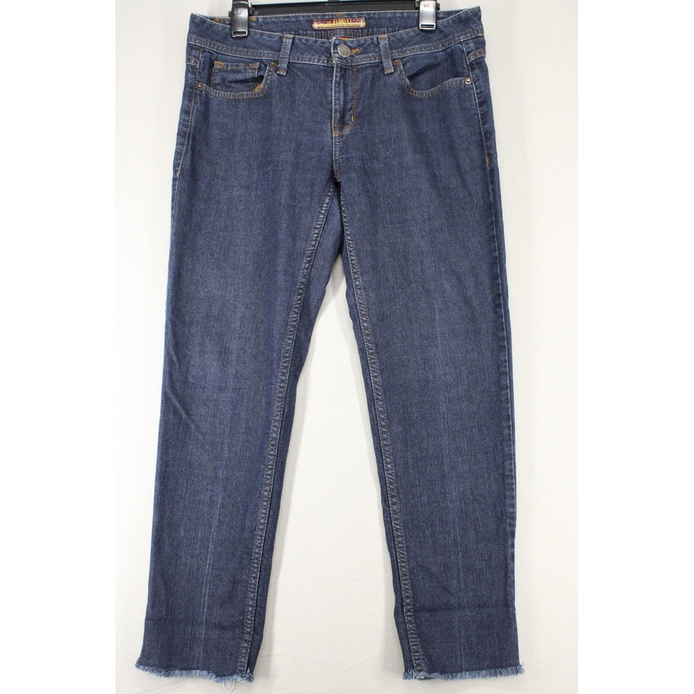 2BWU Straight Leg Jeans Womens 11 Raw Hem 27" Inseam Casual Dark Wash